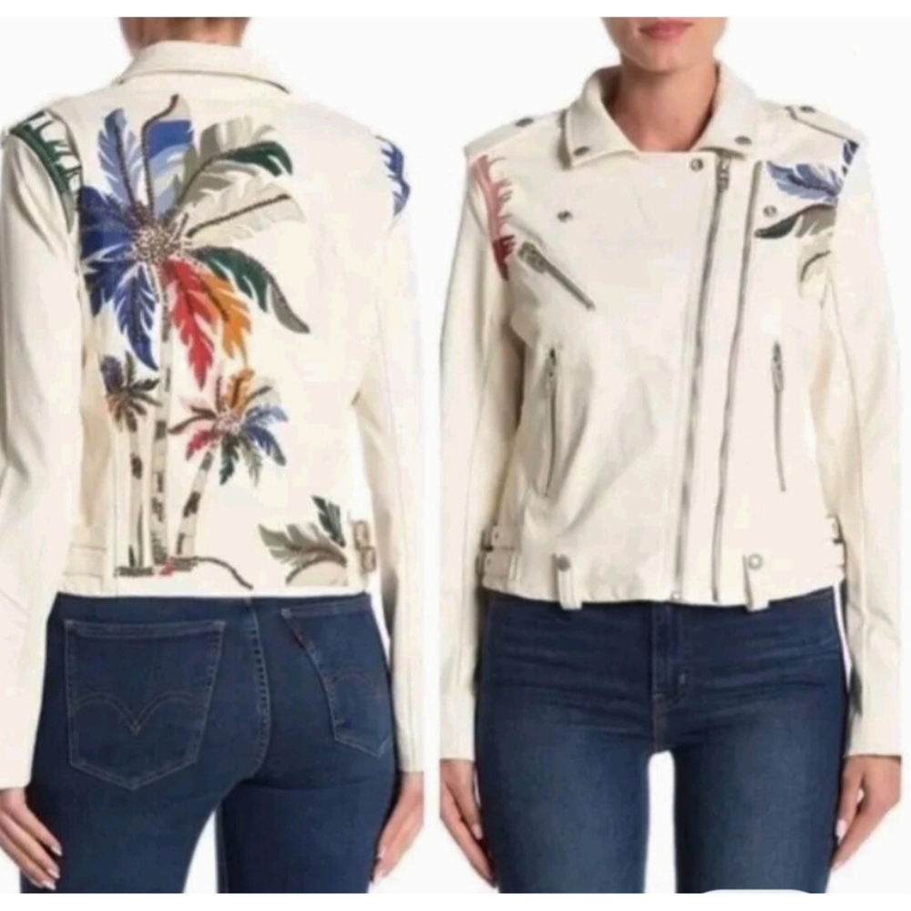 Blank NYC Palm Breeze Moto Jacket Vegan Leather Embroidered Beaded XS NWT - Picture 3 of 15